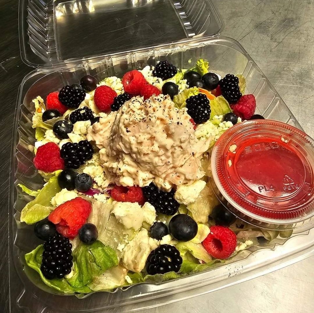 Savory and rich low-carb Fresh Chicken & Berries w/Feta Salad crafted for optimal health